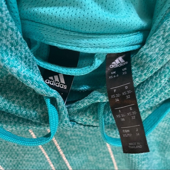 Adidas Womens hoodie Sz XS extra small 4/6 green black white Climawarm - Picture 4 of 6